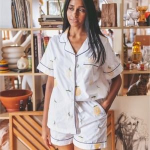 Printfresh Lemon Drop Embroidered Lemon 100% Cotton Sleep Set Small